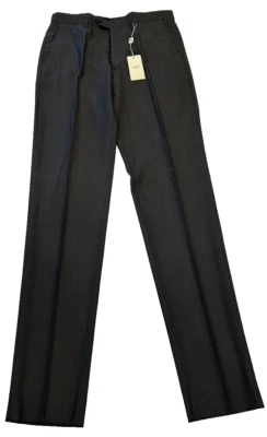 Pantalones de vestir Armani Collezioni para hombre 34 gris mezcla de lana frente plano recto nuevos con etiquetas Foto 1 de 4