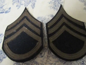 Pair of Vtg. WWII US Army Staff Sergeant Stripes Felt/Felt, SSI Chevron Patches - Picture 1 of 11