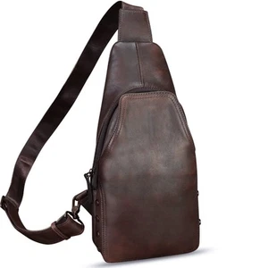 Genuine Leather Sling Bag Retro Crossbody Sling Backpack Handmade Chest Shoul... - Picture 1 of 7