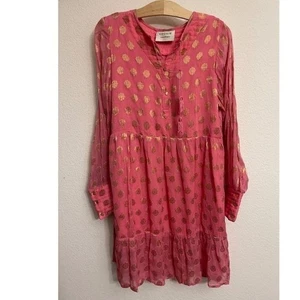 Cecilie Copenhagen Minikleid Tunika rosa gold Punkte Langarm Größe M - Bild 1 von 8