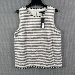 Banana Republic Boucle Shell Tank Top Women’s Size Large Striped Fringe Lined - Picture 1 of 16