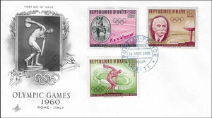 Olympia XVII Rom Italia 1960 Olympic Symbol Discopolus Haiti Stamp Set FDC 1960 - Bild 1 von 2