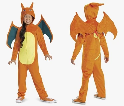 Kids Charizard Style Dragon Costume Childrens Size Pokemon Fancy Dress 7yrs+ - Image 1 of 4