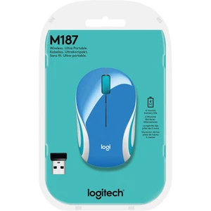 Logitech - M187 Mini Wireless Optical Ambidextrous Mouse - Palace Blue-NEW - Picture 1 of 5
