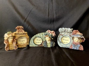 Set Of 3 3D VICTORIAN LADY BUST PICTURE FRAME Free Standing 1 7/8" Round Photo - Picture 1 of 6
