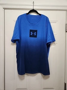 Men's Under Armour Blue Black Logo Heatgear Short Sleeve Shirt Size XL - Picture 1 of 4