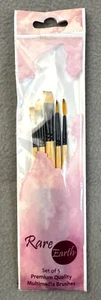 Rare Earth Set of 5 All Purpose Multi-Media Premium Paint Brushes Assorted - Picture 1 of 4