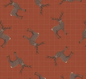 Lewis & Irene - Cervi 'Celtic Coorie' su marrone scuro 100% cotone  - Foto 1 di 2