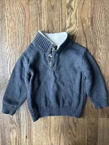 Gymboree Size 4 Sweater Sweatshirt Dark Gray 1/4 Button Down Soft Boys - Picture 1 of 3
