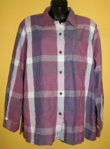 Blusa frontal Alfred Dunner 16 tonos de botón con textura púrpura bolsillo en el pecho - Imagen 1 de 6
