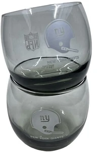 2 Vintage 70er NFL NY GIANTS Gläser Rauchglas Low Ball Roly Poly Whiskey - Bild 1 von 3