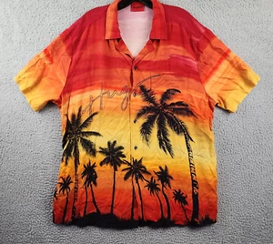 HUGO by Hugo Boss Ellino Relaxed-Fit Sunset-Print Shirt Men's XXL Dark Orange - Picture 1 of 15