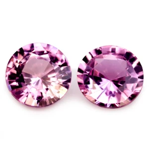 Certified 0.41ct Natural Unheated Pink Sapphire VVS 3.5mm Round Matching Pair - Picture 1 of 2