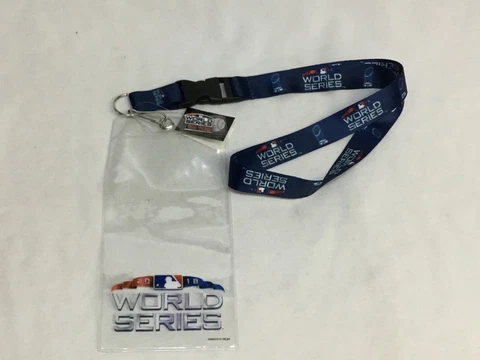 MLB 2018 World Series Ticket Lanyard Holder Pin Set Boston Red Sox LA Dodgers Cover