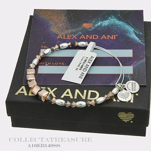 Auténtico Brazalete de Plata Brillante Alex and Ani CROWN con Cuentas Swarovski - Imagen 1 de 1