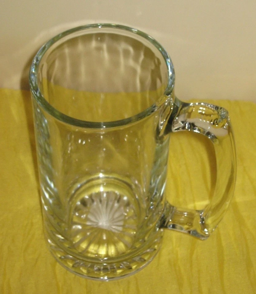 Set of 4 Heavy Duty Blank Glass Mug Beer Steins 6" Large Holds 15oz