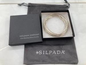 Silpada 21 Salute Interlocking Sterling Silver Bangle Bracelet Gift Box B0640 - Picture 1 of 7
