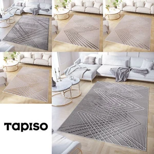 Kurzflor Teppich Modern Grau Beige Creme Wohnzimmer Schlafzimmer Glänzend ÖKOTEX - Bild 1 von 31