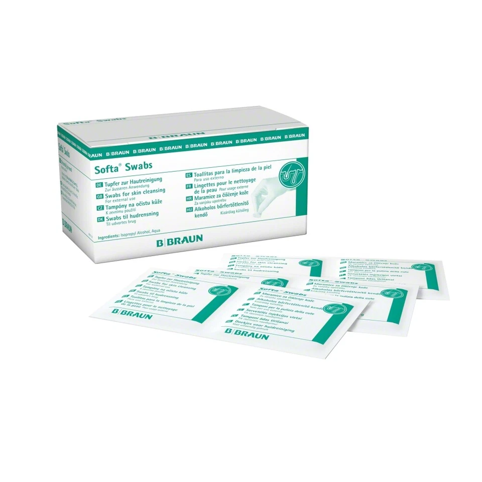 B. Braun Softa Swabs 65 x 30 mm Alkoholtupfer zur Hautreinigung einzeln verpackt - Bild 1 von 1