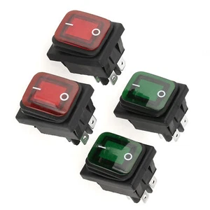 4 Stück Wippschalter wasserdicht beleuchtet rot grün gelb blau schwarz IP67 230V - Bild 1 von 12
