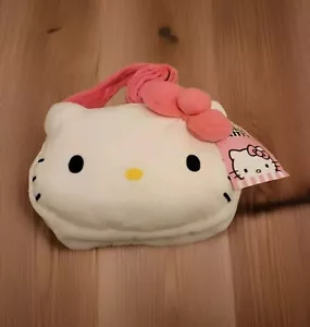 NEW Sanrio Hello Kitty Face Small Pink Plush Purse Zipper Girls Bag NWT - Picture 1 of 2