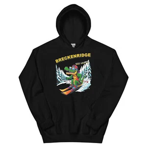 Breckenridge Where Gators Shred Skiing Alligator Fun Hoodie Sweatshirt - Picture 1 of 6