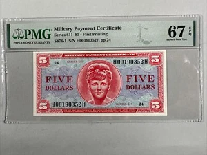 Military Payment Certificate, $5 Series 611 First Printing PMG Superb Gem 67 EPQ - Picture 1 of 2