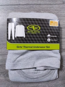 Athletic Works Thermal Underwear Kids Large 10-12 Gray Shirt Pant PJ Set - Picture 1 of 4
