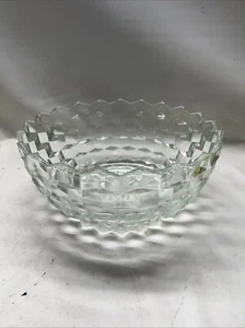 Fostoria Amerikanisches Glas Große Runde Servier Salat Schüssel Würfel Kubistisch Klar 9" - Bild 1 von 4