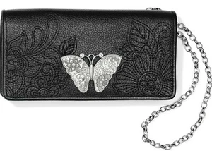 NWT Brighton PETALWINGS ROCKMORE Butterfly Large Black Leather Wallet MSRP $185 - Picture 1 of 6