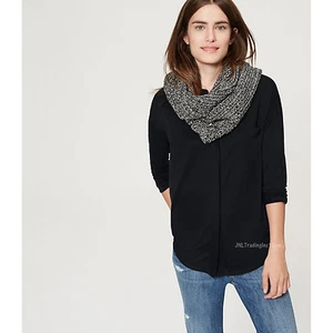 NWT Ann Taylor LOFT Beautiful Soft Jersey Collarless Knit Blouse Shirt Navy XS - Picture 1 of 3