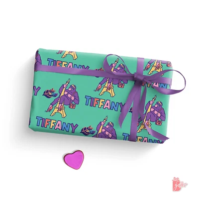Name Personalized Custom the Queer Queen Fabulous Gorilla Gift Wrapping Paper - Image 1 of 4