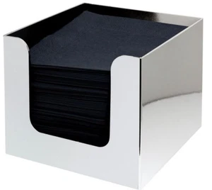 Cocktail Napkin Holder Chrome Plastic Holds 25cm x 25cm Serviettes Bar Caddy - Picture 1 of 3