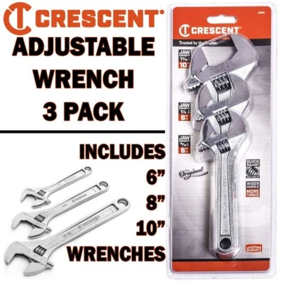 Crescent AC3PC Quick Adjust Adjustable Wrench 3 Pack 6" | 8" | 10" - Image 1 of 3