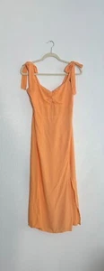 Vestido midi naranja Forever 21 para mujer con corbata en el hombro espalda ajustada cuello en V talla grande - Imagen 1 de 12