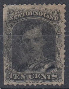 CANADA NEW FOUNDLAND 1865 10c BLACK KEVII SG#27 USED (ID:275/D65901) - Picture 1 of 1