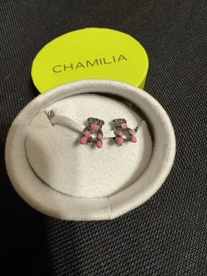 Adorable CHAMILIA 925 Sterling Pig Slider Charms With Pink Enamel Accents w/box - Изображение 1 из 4