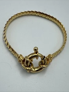 Gold Tone Large Spring Ring Bracelet Well Made Vintage - Picture 1 of 9