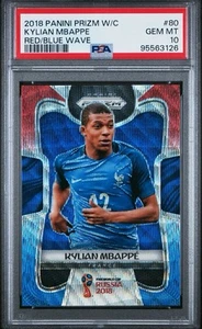 2018 Panini World Cup Prizm Kylian Mbappe RC Red Blue Wave SP France #80 PSA10! - Picture 1 of 2