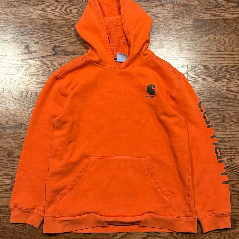 Moletom Carhartt Youth Boys pulôver gráfico com capuz laranja grande - Imagem 1 de 2