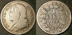 Italien - Vatikan - Pius IX. - 1 Lira Silber 1868 Jahr XXIII ! KM#1378 - Bild 1 von 1