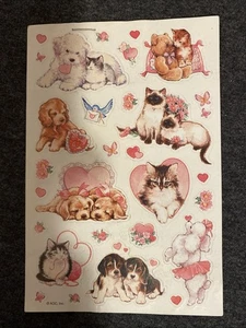 Vintage CATS & PUPPY Sticker Sheet Scrapbook Planner Craft Stickers - Picture 1 of 3