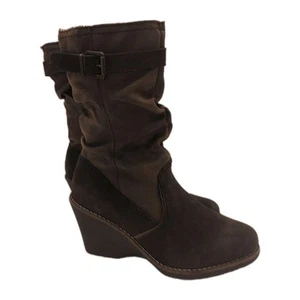 White Mountain Brown Leather "Lessa" Boot Size 10M Zipper Wedge - Picture 1 of 15