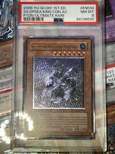 Yugioh Superancient Deepsea King Coelacanth PSA 8 NM PTDN-EN034 1st Ed EURO Ulti - Picture 1 of 6