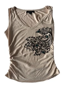 Camiseta sin mangas vintage Atelier para mujer beige cuello en V lado acanalado talla XS - Imagen 1 de 19