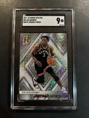 OG Anunoby Rookie 2017-18 Spectra White Sparkle Prizm SGC 9 - Image 1 of 2