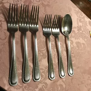 Halston Mikasa 18/0 Edelstahl Abendessen Salat Dessert Gabeln Tisch Suppe Löffel 6 Stück - Bild 1 von 6