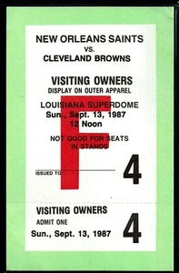 1987 MIKE COFER DEBUT PAT SWILLING SACK/1st START FOOTBALL TICKET SAINTS BROWNS - Picture 1 of 1