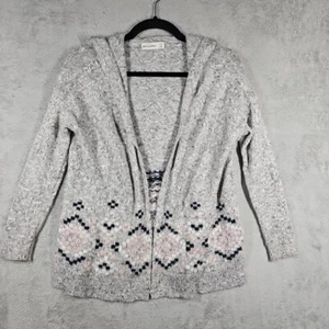Abercrombie Kids Girl’s Sweater Cardigan Gray Pink White Hoodie Size S/10 EUC - Picture 1 of 14