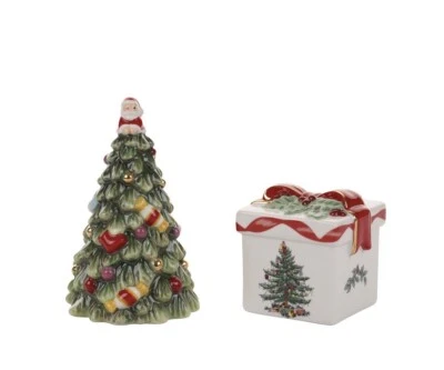 SPODE Christmas TREE &GIFT BOX Salt and Pepper Shakers NIB - Image 1 of 4